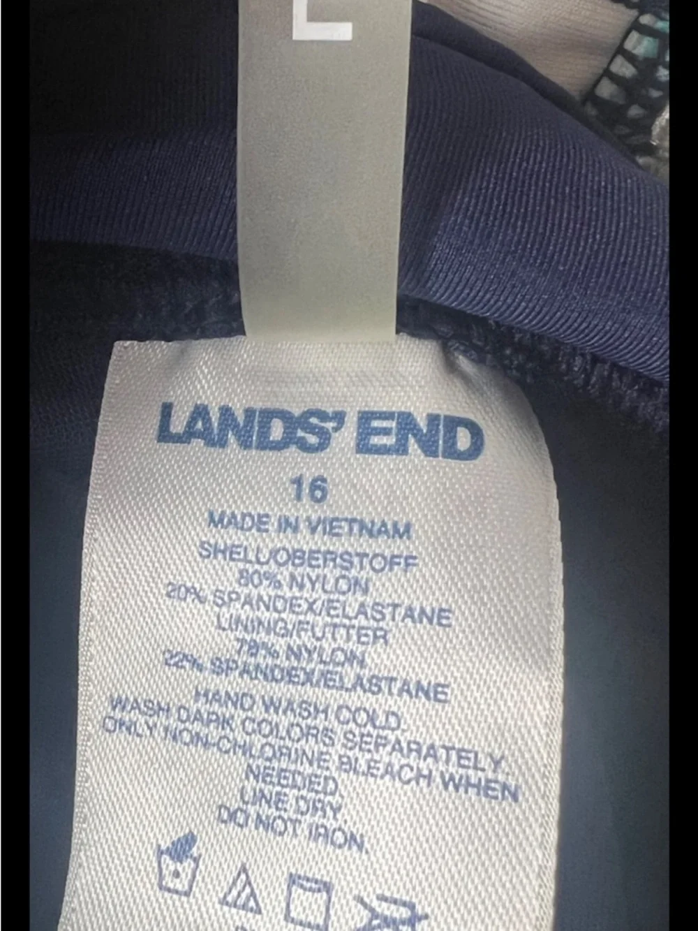 LANDS END Bathing Suit Tankini Briefs V Neckline Floral Blue Turquoise Underwire